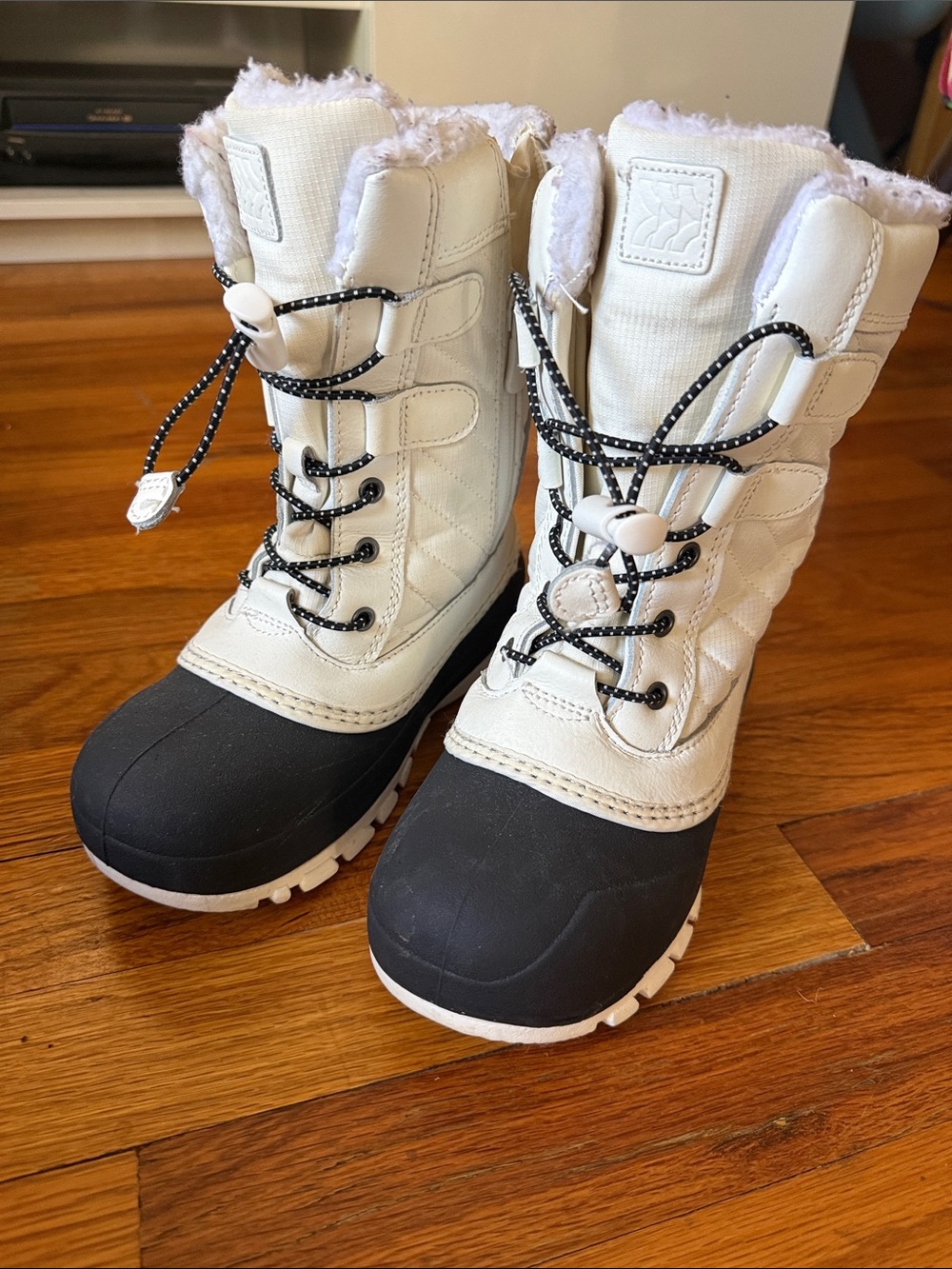all in motion White and Black Kids Winter Snow Boots